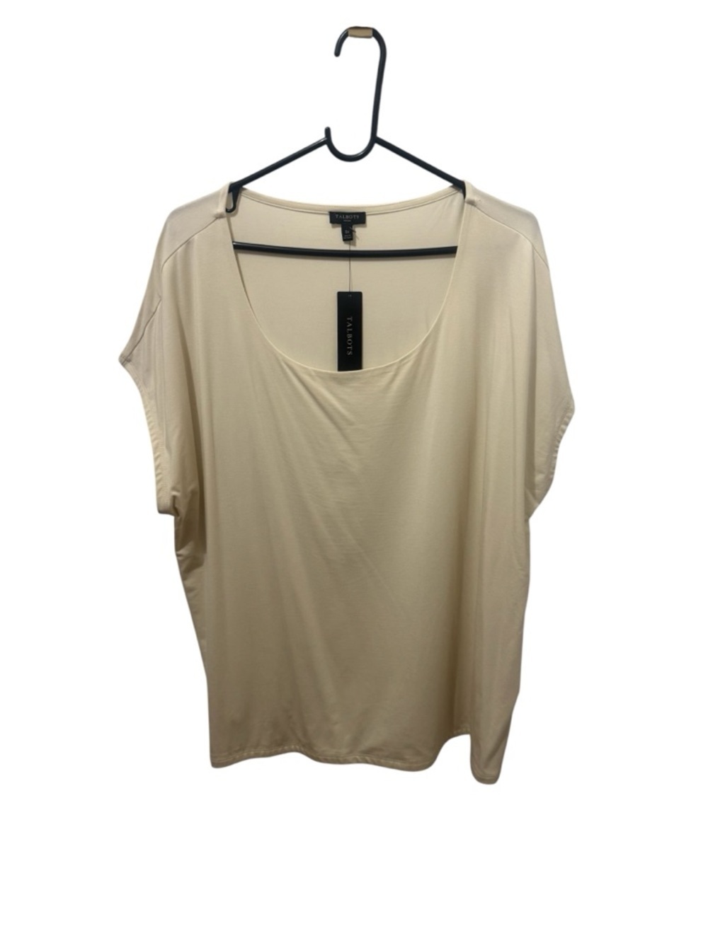 Talbots Cream Scoop Neck Cap Short Sleeve Top Size 3X Minimalist